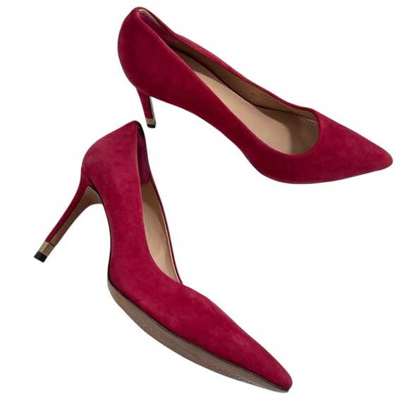 TORY BURCH Red Suede Greenwich Pumps Size 8 - Picture 1 of 12